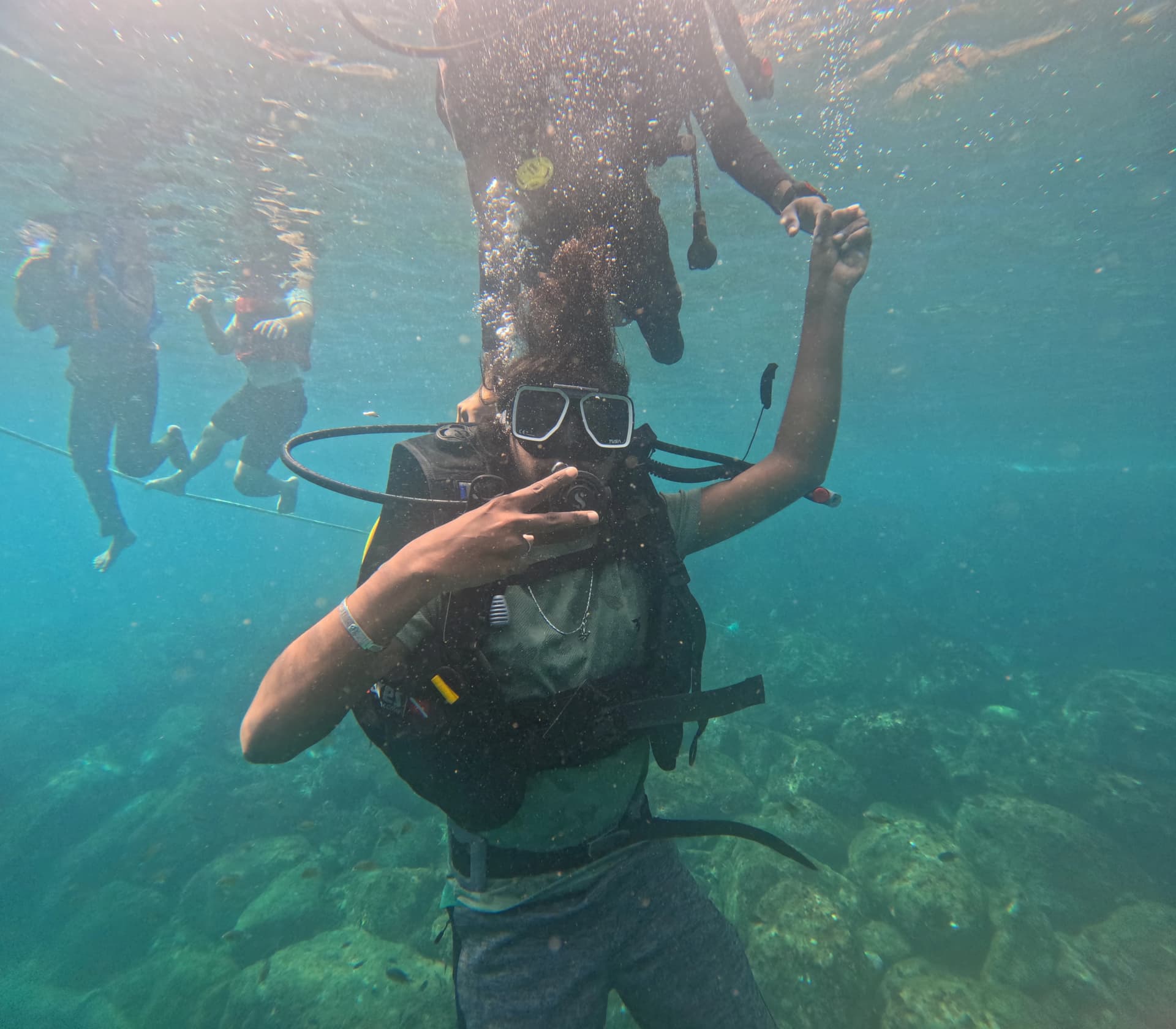 Deep underwater exploration and clear ocean visibility during a Netrani dive trip